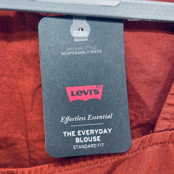 Levi’s Women’s Ellora Fired Brick Puff Sleeve Button Up Blouse Brown Size L - Picture 4 of 12